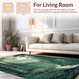Ultra Soft Area Rug, Non Slip, Stain Resistant, Washable Area Rugs for Living Room, Bedroom, Elegant Forest-Inspired Decorative Accent(Green)