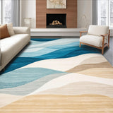 Ultra Soft Area Rug, Non Slip, Stain Resistant, Washable Area Rugs for Living Room, Bedroom, Coastal Inspired Patio Country Area in Blue and Sand Hues(Blue)