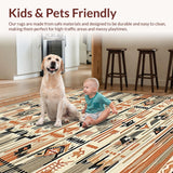 Ultra Soft Area Rug, Non Slip, Stain Resistant, Washable Area Rugs for Living Room, Bedroom, Bold Cultural Inspired Decorative Elements(Orange)