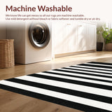 Ultra Soft Area Rug, Non Slip, Stain Resistant, Washable Area Rugs for Living Room, Bedroom, Geometric Rug Black and Whiteストライプ(Black)