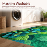 Ultra Soft Area Rug, Non Slip, Stain Resistant, Washable Area Rugs for Living Room, Bedroom, Wildflower Non-Skid Laundry Room Runner Rug(Green)