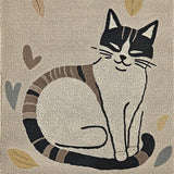 Ultra Soft Area Rug, Non Slip, Stain Resistant, Washable Area Rugs for Living Room, Bedroom, Playful Vintage Cat Illustration(Beige)