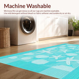 Ultra Soft Area Rug, Non Slip, Stain Resistant, Washable Area Rugs for Living Room, Bedroom, Teal Seashell Intricate Design(Blue)