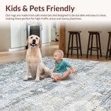 Ultra Soft Area Rug, Non Slip, Stain Resistant, Washable Area Rugs for Living Room, Bedroom, Serene Gray Tapestry Motif(Gray)