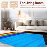Ultra Soft Area Rug, Non Slip, Stain Resistant, Washable Area Rugs for Living Room, Bedroom, Retro Abstract Blue Waves(Blue)