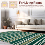 Modern Black and White Striped Machine Non Slip Backing(Green)