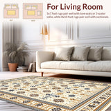 Ultra Soft Area Rug, Non Slip, Stain Resistant, Washable Area Rugs for Living Room, Bedroom, Chic Neutral Tiled Aesthetic(Beige)