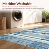 Ultra Soft Area Rug, Non Slip, Stain Resistant, Washable Area Rugs for Living Room, Bedroom, Nautical Denim Textured Canvas(Blue)