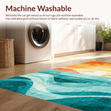 Ultra Soft Area Rug, Non Slip, Stain Resistant, Washable Area Rugs for Living Room, Bedroom, Vibrant Surfboard Carpet with Tropical Ocean Dreamscape Design(Orange)