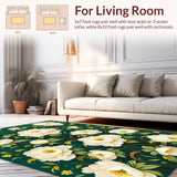 Ultra Soft Area Rug, Non Slip, Stain Resistant, Washable Area Rugs for Living Room, Bedroom, Delicate Floral Charm and Grace(White)