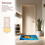 Ultra Soft Area Rug, Non Slip, Stain Resistant, Washable Area Rugs for Living Room, Bedroom, Rustic Circle Instrument Illustration(Yellow)