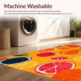 Ultra Soft Area Rug, Non Slip, Stain Resistant, Washable Area Rugs for Living Room, Bedroom, Dynamic Summer Fruit Vibe(Orange)