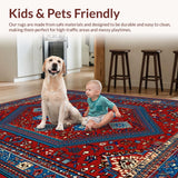 Ultra Soft Area Rug, Non Slip, Stain Resistant, Washable Area Rugs for Living Room, Bedroom, Vintage Modern Neutral Office Stain-Resistant Rug(Red)