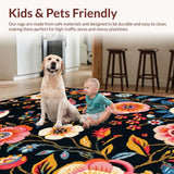 Ultra Soft Area Rug, Non Slip, Stain Resistant, Washable Area Rugs for Living Room, Bedroom, Chic Modern Insect Illustration(Black)
