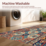 Ultra Soft Area Rug, Non Slip, Stain Resistant, Washable Area Rugs for Living Room, Bedroom, Primitive Farmhouse Style Stain-Resistant Kitchen Carpet(Red)