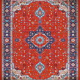 Ultra Soft Area Rug, Non Slip, Stain Resistant, Washable Area Rugs for Living Room, Bedroom, Distinct Geometric Orange and Brown Pattern(Red)