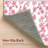 Ultra Soft Area Rug, Non Slip, Stain Resistant, Washable Area Rugs for Living Room, Bedroom, Rustic Nature-Inspired Floral Theme(Pink)