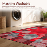 Ultra Soft Area Rug, Non Slip, Stain Resistant, Washable Area Rugs for Living Room, Bedroom, Sophisticated Geometric Red Accents(Red)