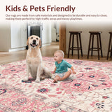 Ultra Soft Area Rug, Non Slip, Stain Resistant, Washable Area Rugs for Living Room, Bedroom, Serene Modern Soft Pink Embellishments(Pink)