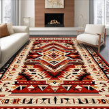 Ultra Soft Area Rug, Non Slip, Stain Resistant, Washable Area Rugs for Living Room, Bedroom, Textured Vintage Southwest Pattern(Red)