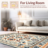Ultra Soft Area Rug, Non Slip, Stain Resistant, Washable Area Rugs for Living Room, Bedroom, Serene Neutral Diamond Weave(Beige)