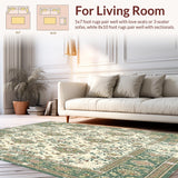 Ultra Soft Area Rug, Non Slip, Stain Resistant, Washable Area Rugs for Living Room, Bedroom, Unique Vintage Area with Elegant Damask(Ivory)