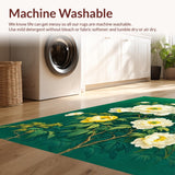 Ultra Soft Area Rug, Non Slip, Stain Resistant, Washable Area Rugs for Living Room, Bedroom, Bright Botanical Artistry Theme(Green)