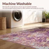 Ultra Soft Area Rug, Non Slip, Stain Resistant, Washable Area Rugs for Living Room, Bedroom, Intricate Tiled Rustic Elegance(Purple)