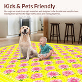 Ultra Soft Area Rug, Non Slip, Stain Resistant, Washable Area Rugs for Living Room, Bedroom, Modern Abstract Floral Aesthetic(Yellow)