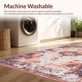Ultra Soft Area Rug, Non Slip, Stain Resistant, Washable Area Rugs for Living Room, Bedroom, Elegant Antique Diamond Motif(Orange)