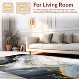 Ultra Soft Area Rug, Non Slip, Stain Resistant, Washable Area Rugs for Living Room, Bedroom, Contemporary Wavy Marble Motif(Gray)