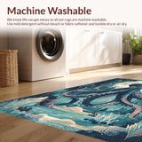 Ultra Soft Area Rug, Non Slip, Stain Resistant, Washable Area Rugs for Living Room, Bedroom, Oceanic Creature Rug - Marine Theme Decorative Art Carpet(Blue)