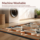 Ultra Soft Area Rug, Non Slip, Stain Resistant, Washable Area Rugs for Living Room, Bedroom, Lively Geometric Southwestern Composition(Brown)