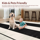 Ultra Soft Area Rug, Non Slip, Stain Resistant, Washable Area Rugs for Living Room, Bedroom, Contrasting Parallel Line Design Washable Handcrafted Farmhouse Rug(Black)