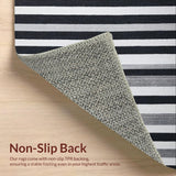 Ultra Soft Area Rug, Non Slip, Stain Resistant, Washable Area Rugs for Living Room, Bedroom, Monochrome Harmony Geometric Striped Carpet Washable Reversible Decor(Black)