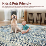 Ultra Soft Area Rug, Non Slip, Stain Resistant, Washable Area Rugs for Living Room, Bedroom, Modern Beige & Indigo Fusion Contemporary Style(Blue)