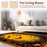 Ultra Soft Area Rug, Non Slip, Stain Resistant, Washable Area Rugs for Living Room, Bedroom, Contemporary Monochrome Bat Pattern(Orange)
