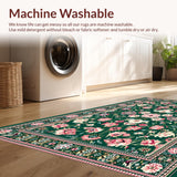 Ultra Soft Area Rug, Non Slip, Stain Resistant, Washable Area Rugs for Living Room, Bedroom, Dynamic Textured Vintage Arrangement(Green)