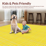 Ultra Soft Area Rug, Non Slip, Stain Resistant, Washable Area Rugs for Living Room, Bedroom, Stylish Modern Tiled Composition(Yellow)