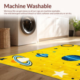 Ultra Soft Area Rug, Non Slip, Stain Resistant, Washable Area Rugs for Living Room, Bedroom, Orbiting Brightly Colored Elements(Yellow)