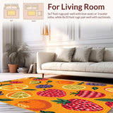 Ultra Soft Area Rug, Non Slip, Stain Resistant, Washable Area Rugs for Living Room, Bedroom, Cheerful Harvest Fruit Arrangement(Yellow)