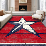 Ultra Soft Area Rug, Non Slip, Stain Resistant, Washable Area Rugs for Living Room, Bedroom, Rustic Vintage Star Emblem(Red)