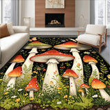 Ultra Soft Area Rug, Non Slip, Stain Resistant, Washable Area Rugs for Living Room, Bedroom, Rustic Earthy Mushroom Aesthetic(Red)