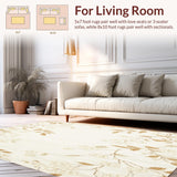 Ultra Soft Area Rug, Non Slip, Stain Resistant, Washable Area Rugs for Living Room, Bedroom, Serene Botanical Accent Gentle Floral Indoor Floor Covering(Beige)