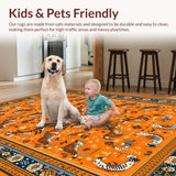 Ultra Soft Area Rug, Non Slip, Stain Resistant, Washable Area Rugs for Living Room, Bedroom, Lively Orange and White Fusion(Orange)