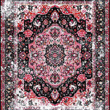 Ultra Soft Area Rug, Non Slip, Stain Resistant, Washable Area Rugs for Living Room, Bedroom, Rustic Low Pile Geometric Aesthetic(Black)