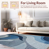 Ultra Soft Area Rug, Non Slip, Stain Resistant, Washable Area Rugs for Living Room, Bedroom, Serene Abstract Watercolor Motif(Blue)