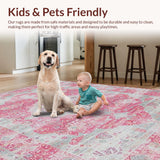 Ultra Soft Area Rug, Non Slip, Stain Resistant, Washable Area Rugs for Living Room, Bedroom, Luxurious Ombre Floral Arrangement(Pink)