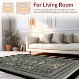 Ultra Soft Area Rug, Non Slip, Stain Resistant, Washable Area Rugs for Living Room, Bedroom, Modern Monochrome Trellis Artwork(Gray)