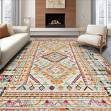 Ultra Soft Area Rug, Non Slip, Stain Resistant, Washable Area Rugs for Living Room, Bedroom, Eclectic Multi-Toned Braided Motif(White)
